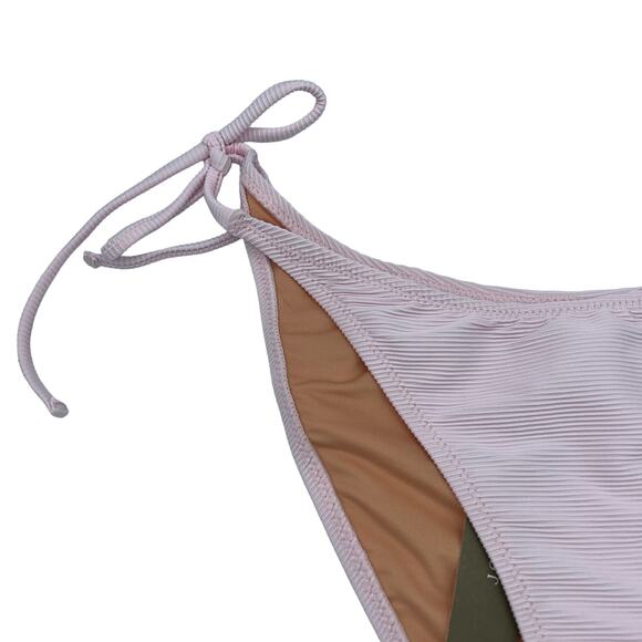 New J. Crew Pink Ribbed Side Tie Cheeky Bikini Swim Bathing Suit Bottom Medium - Picture 3 of 8